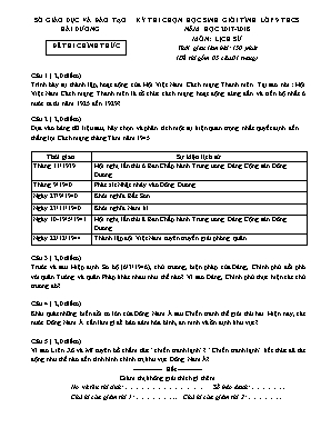 Đề thi chọn học sinh giỏi tỉnh môn Lịch sử Lớp 9 - Năm học 2017-2018 - Sở giáo dục và đào tạo Hải Dương (Có đáp án)